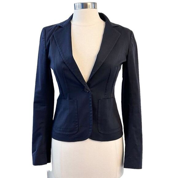 THEORY Cotton Blend One Button Blazer Jacket 6 - Picture 1 of 14